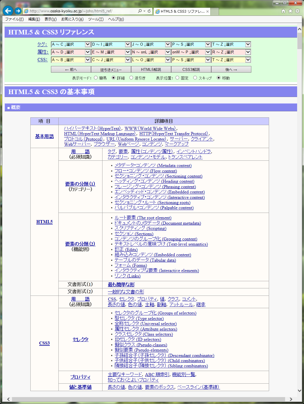 HTML5＆CSS3リファレンス・トップページ