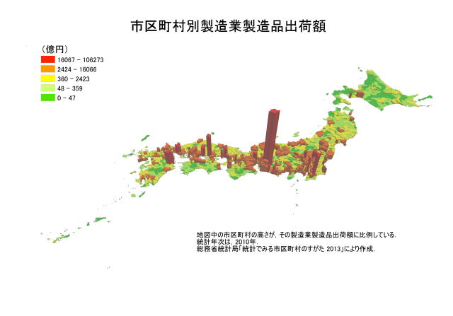 市区町村別製造業製造品出荷額